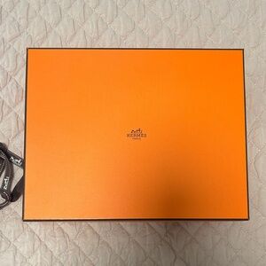 Hermès Orange Box with Brown Trim and Logo